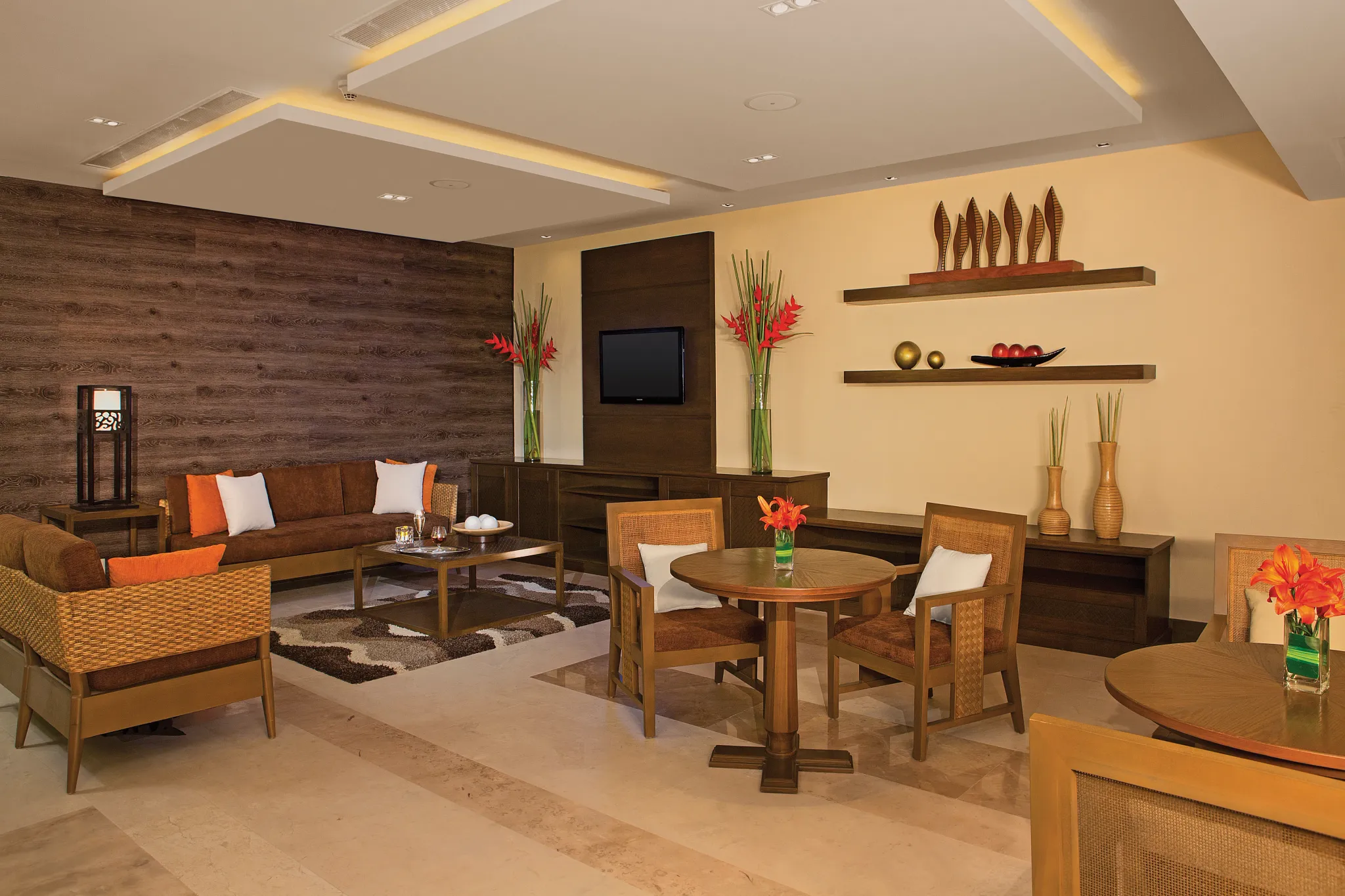 Elegant Preferred Club lounge seating area at Dreams Vallarta Bay Resort & Spa for upgraded guests.